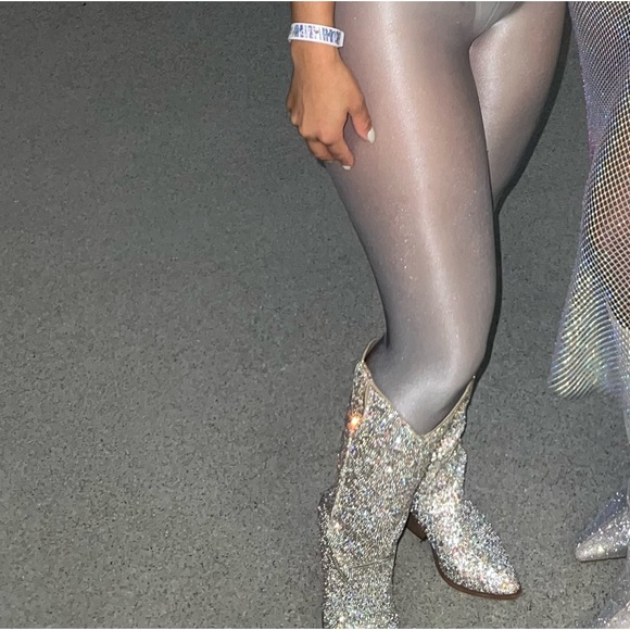 New Sparkling Silver Rhinestone Cowboy Boots - Madden Girl - Picture 3 of 3